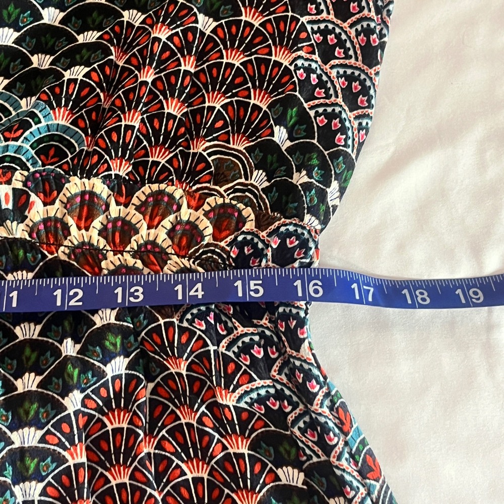 Maeve Anthropologie Monaco Fan Print XL V-Neck Long Sleeve Dress Empire Midi - Picture 5 of 12